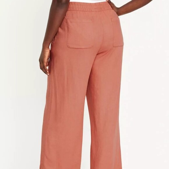 Old Navy Women’s High-Waisted Linen-Blend Wide-Leg Pants Amber Glow Plus Size 3X - Picture 3 of 11